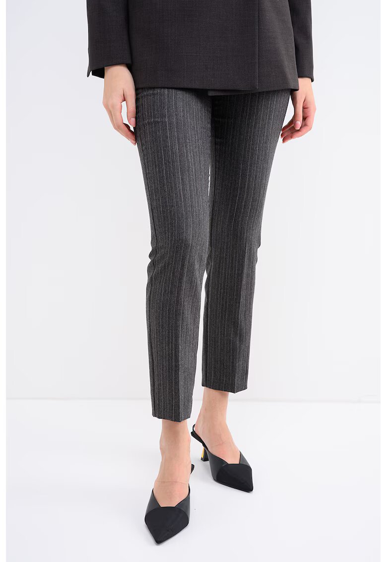 Marella Pantaloni slim fit crop de lana - Gri antracit