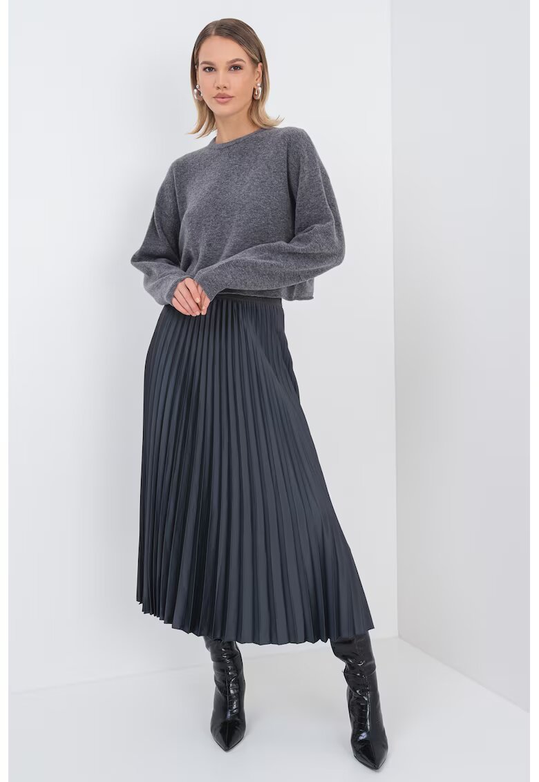 Marella Pulover crop din amestec de lana cu maneci cazute - Gri melange