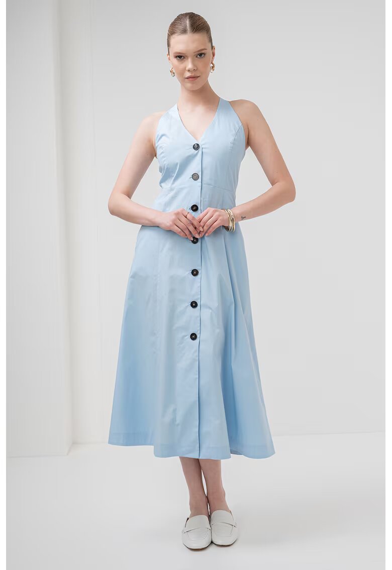 Marella Rochie evazata cu decolteu in V Pioppo - Albastru pastel