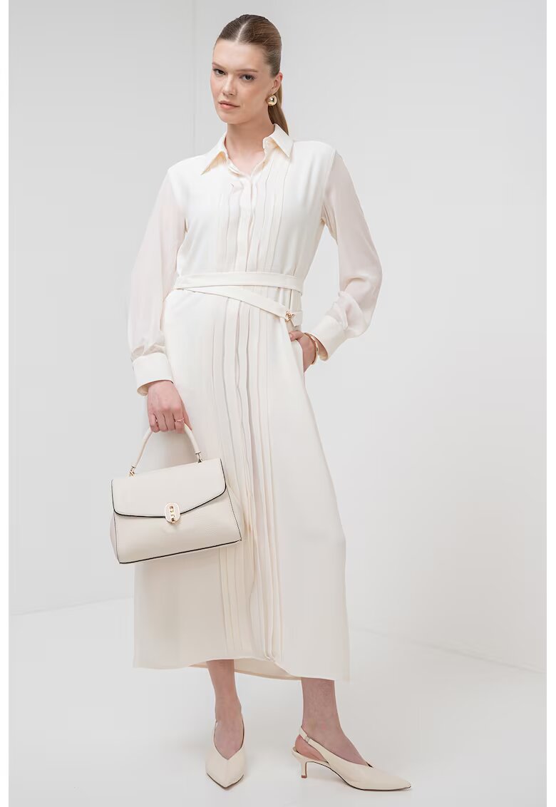Marella Rochie lunga cu maneci lungi - Crem