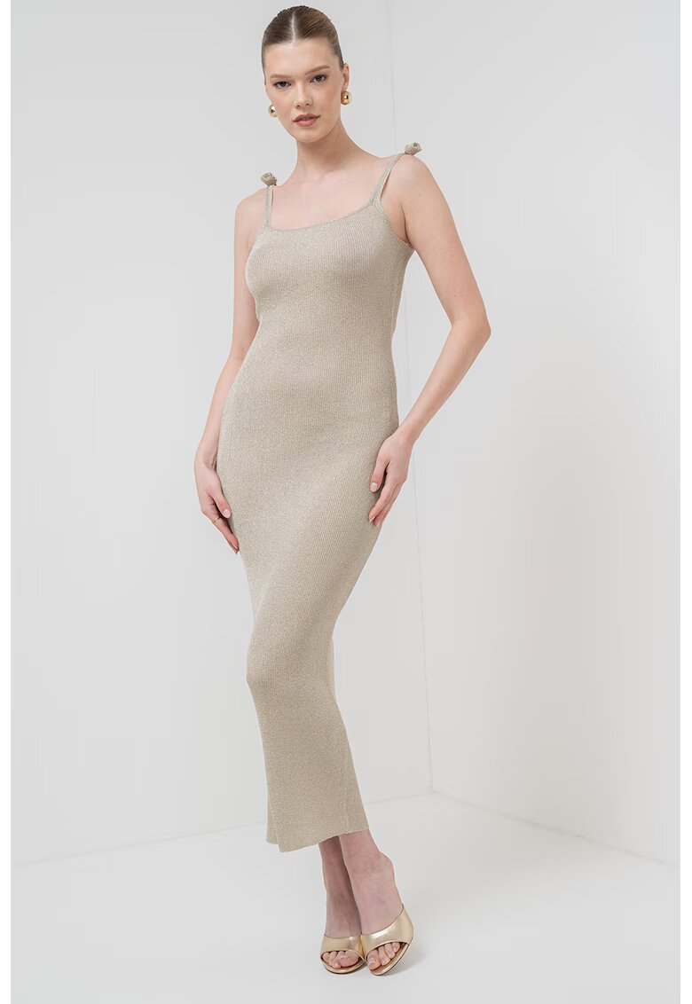 Marella Rochie maxi cambrata cu aspect striat Porto - Auriu/Kaki