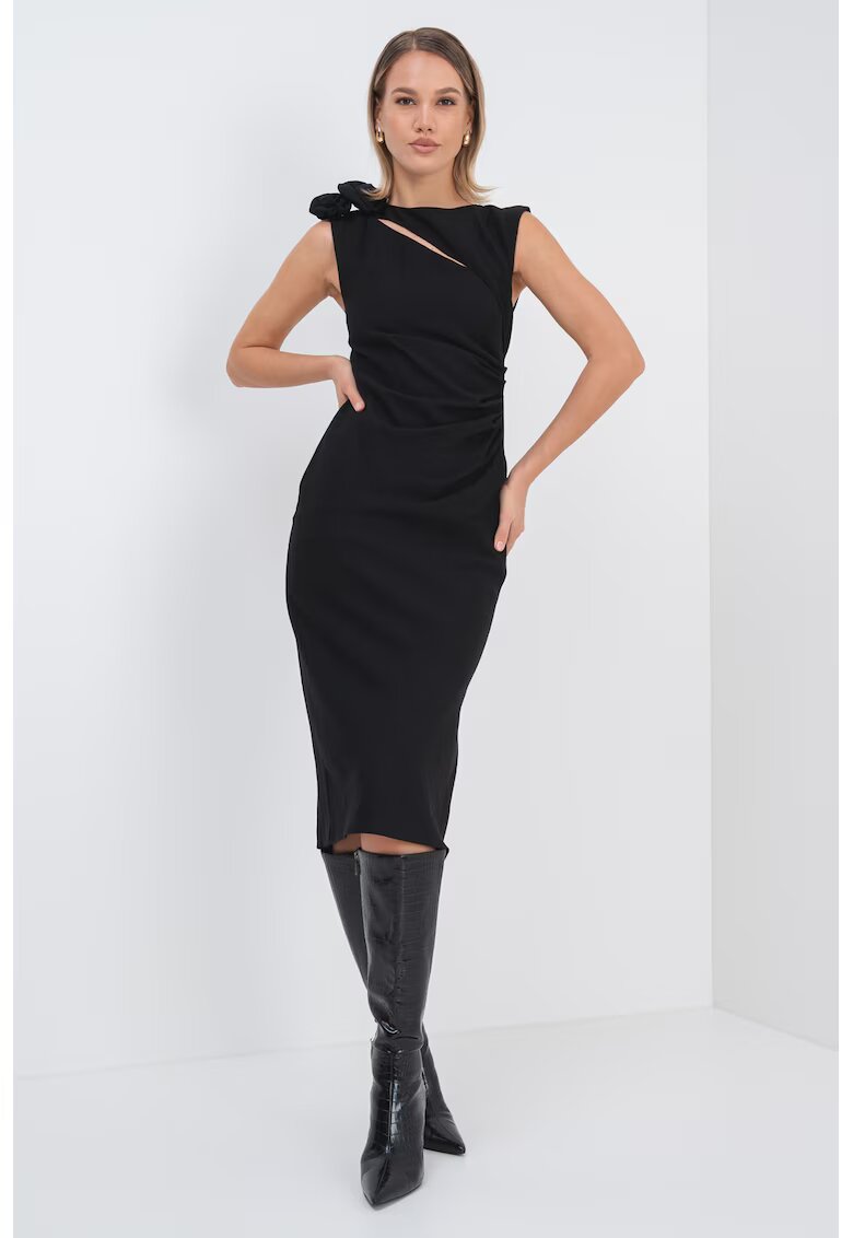 Marella Rochie midi din amestec de lana cu decupaj - Negru