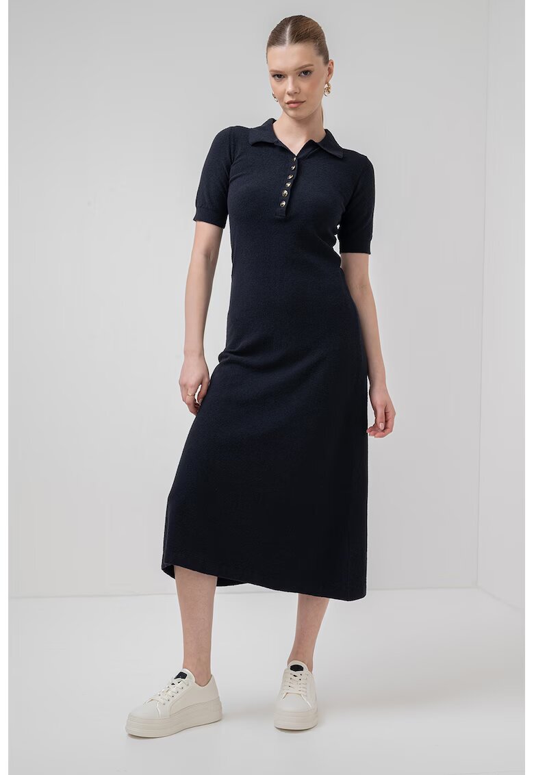 Marella Rochie midi dreapta din amestec de bumbac Cesena - Negru