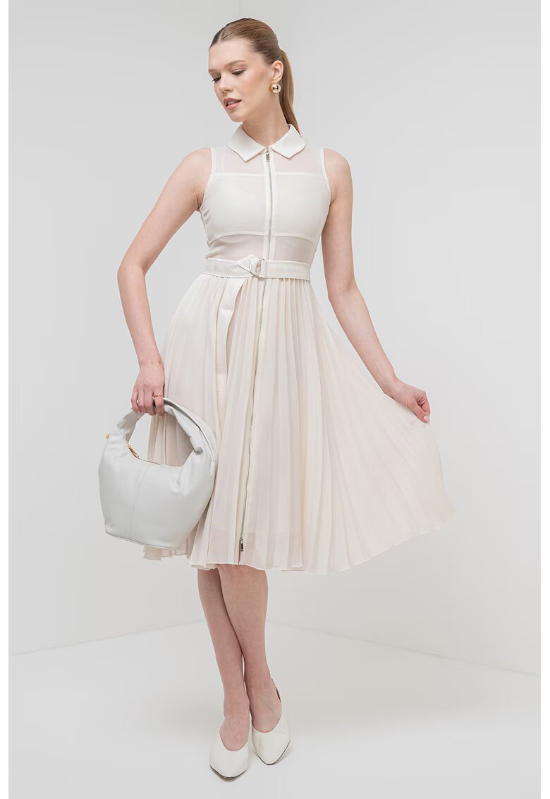 Marella Rochie midi evazata Cereale - Alb fildes