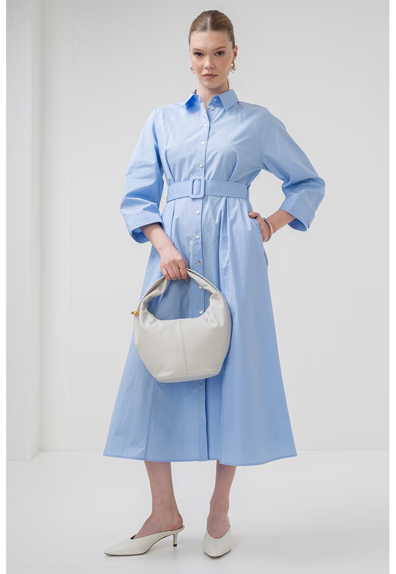 Marella Rochie midi evazata Madda - Albastru pastel