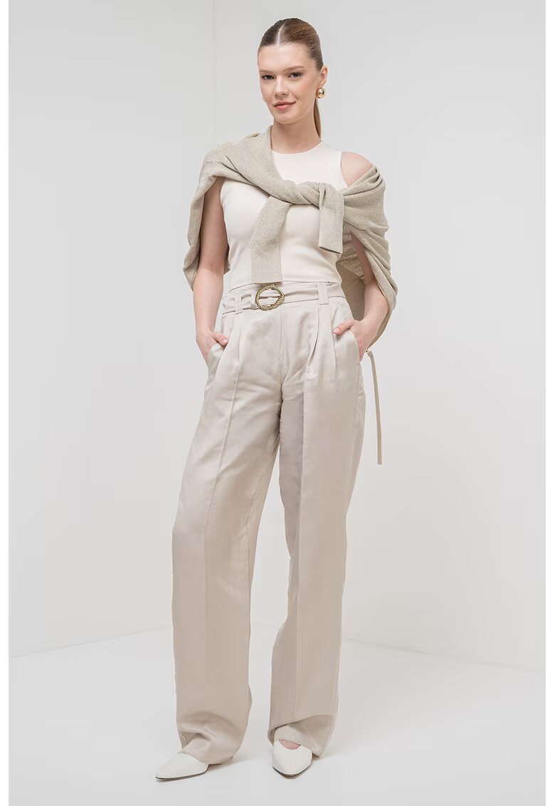 Marella Top crop cu decolteu la baza gatului - Alb fildes
