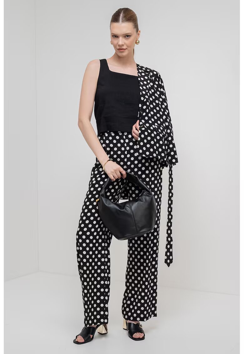 Marella Top crop din amestec de in - Negru