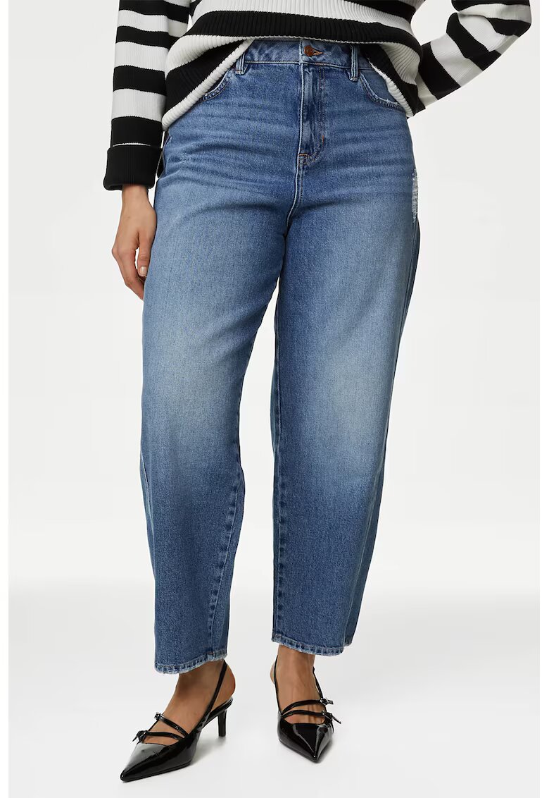 Marks  Spencer Blugi cu croiala ampla si talie inalta - Albastru deschis/Albastru
