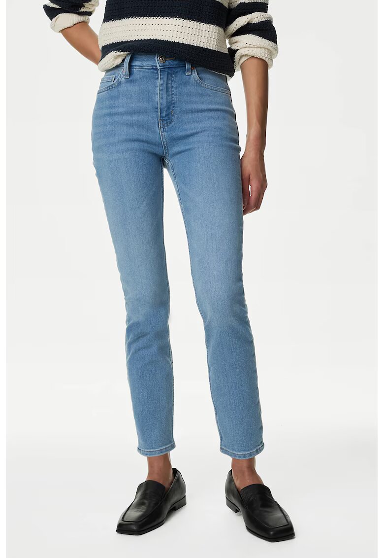 Marks  Spencer Blugi slim fit cu talie inalta - Albastru deschis