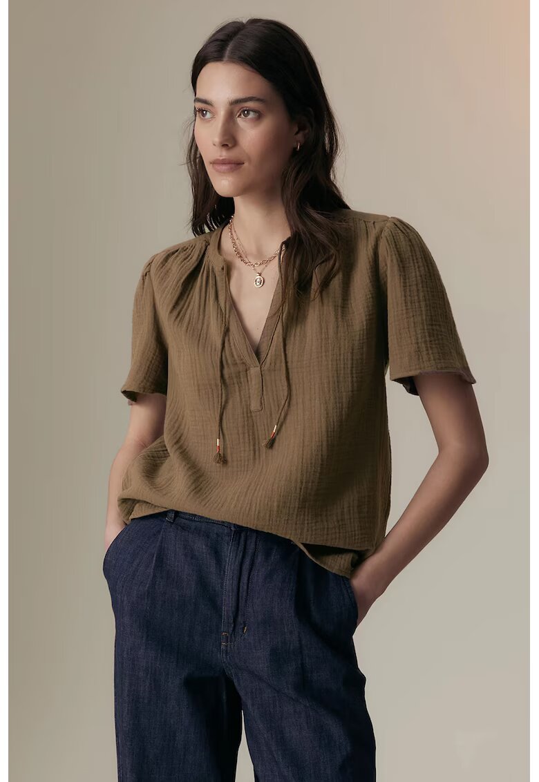 Marks  Spencer Bluza cu decolteu in V si detalii cu fronseuri