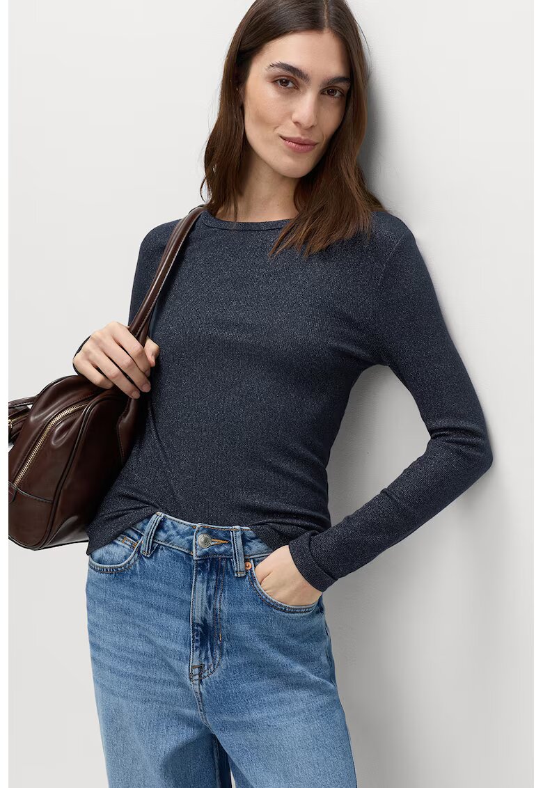 Marks & Spencer Bluza cu decolteu la baza gatului si aspect stralucitor - Bleumarin