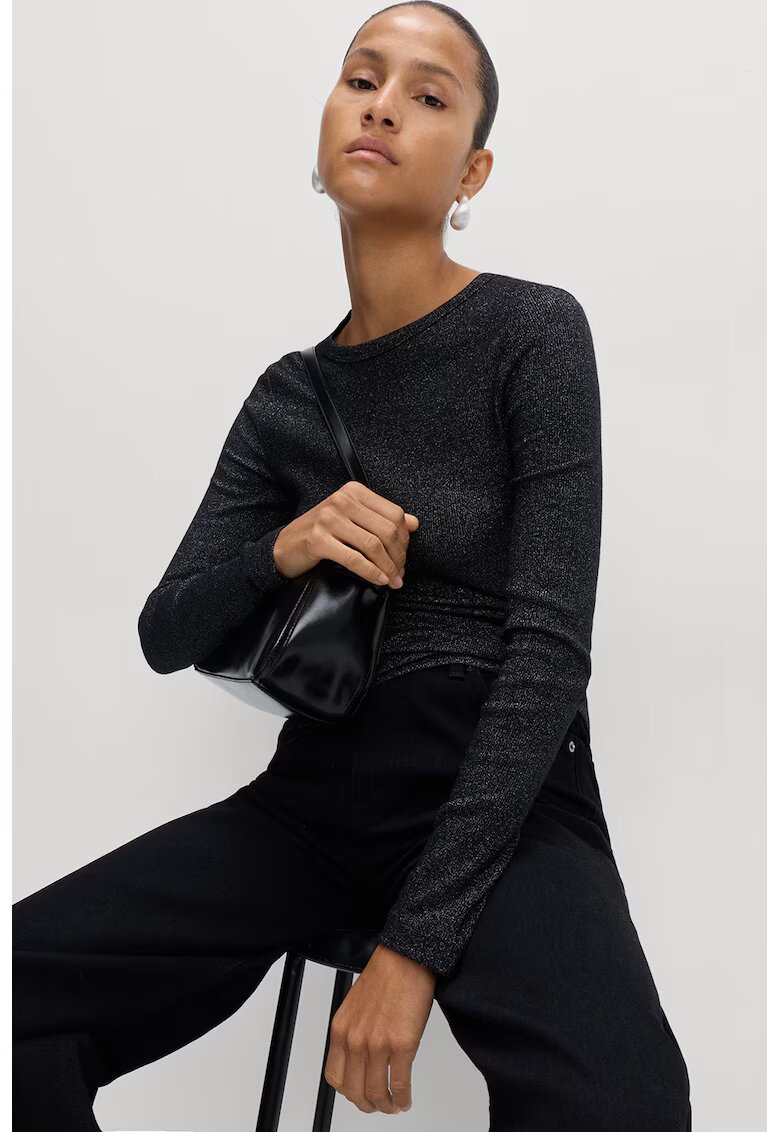 Marks & Spencer Bluza cu decolteu la baza gatului si aspect stralucitor - Negru stins