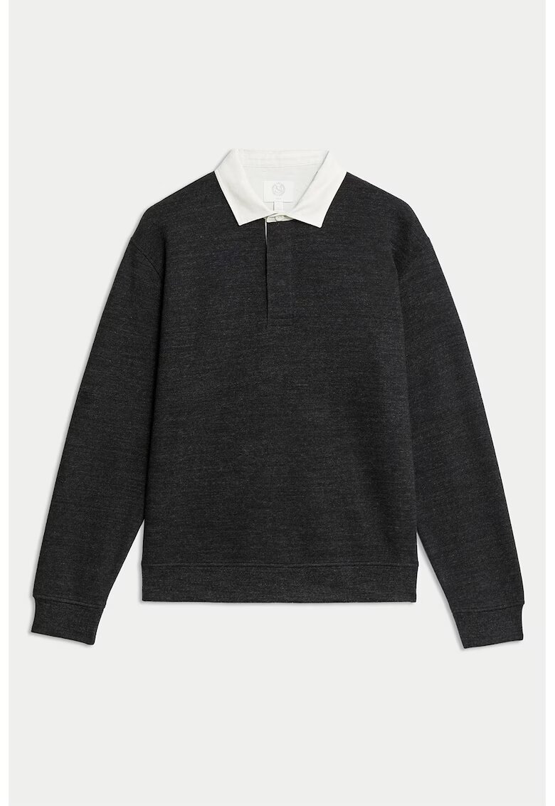 Marks  Spencer Bluza de trening cu guler clasic contrastant - Gri antracit