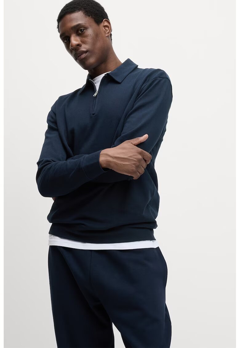 Marks  Spencer Bluza de trening din amestec de lyocell cu fenta cu fermoar - Bleumarin