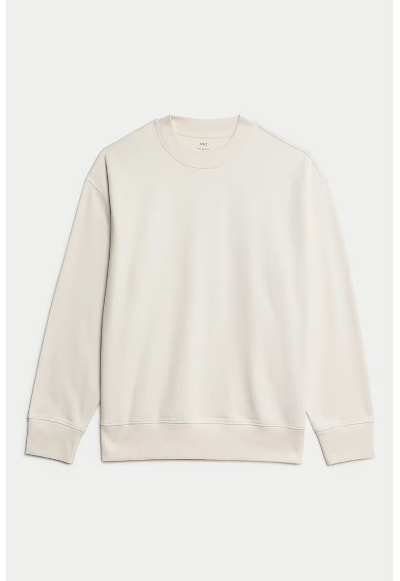 Marks  Spencer Bluza de trening din bumbac cu decolteu la baza gatului - Alb murdar