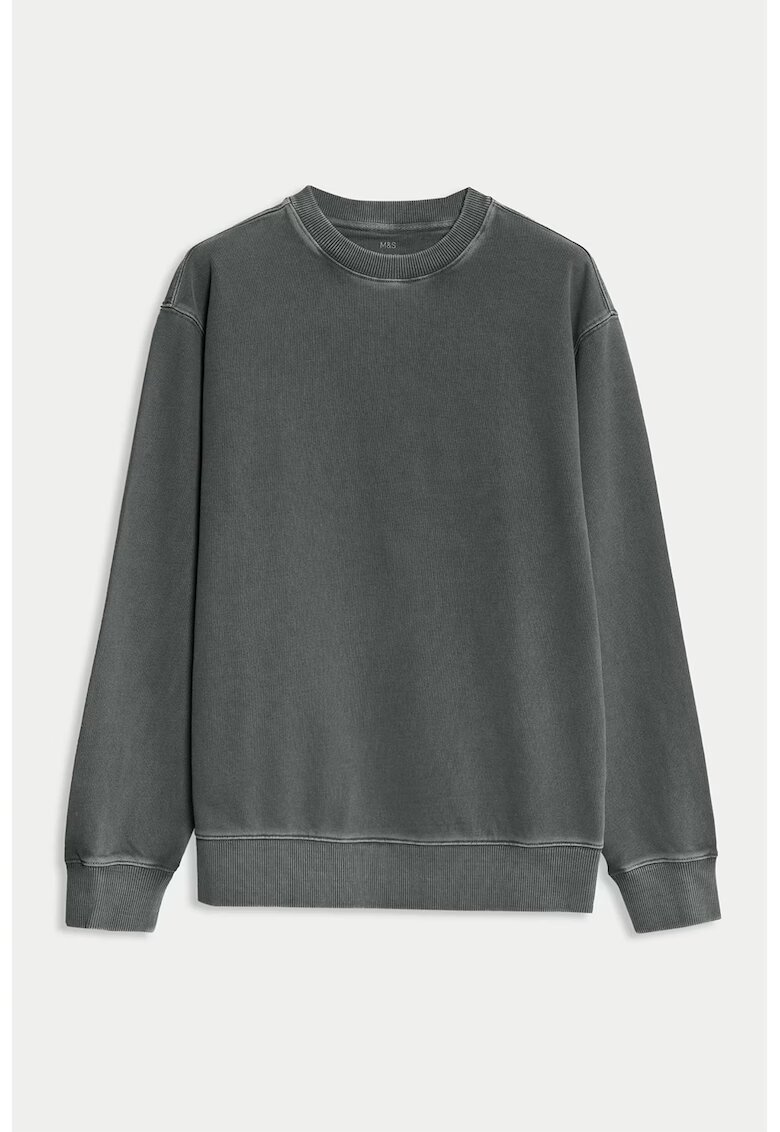 Marks  Spencer Bluza de trening din bumbac cu decolteu la baza gatului - Gri inchis