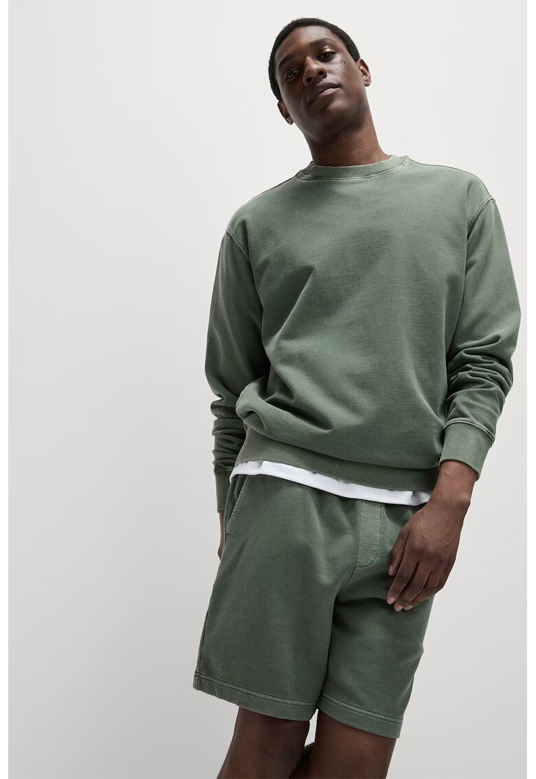 Marks  Spencer Bluza de trening din bumbac cu decolteu la baza gatului - Verde feriga