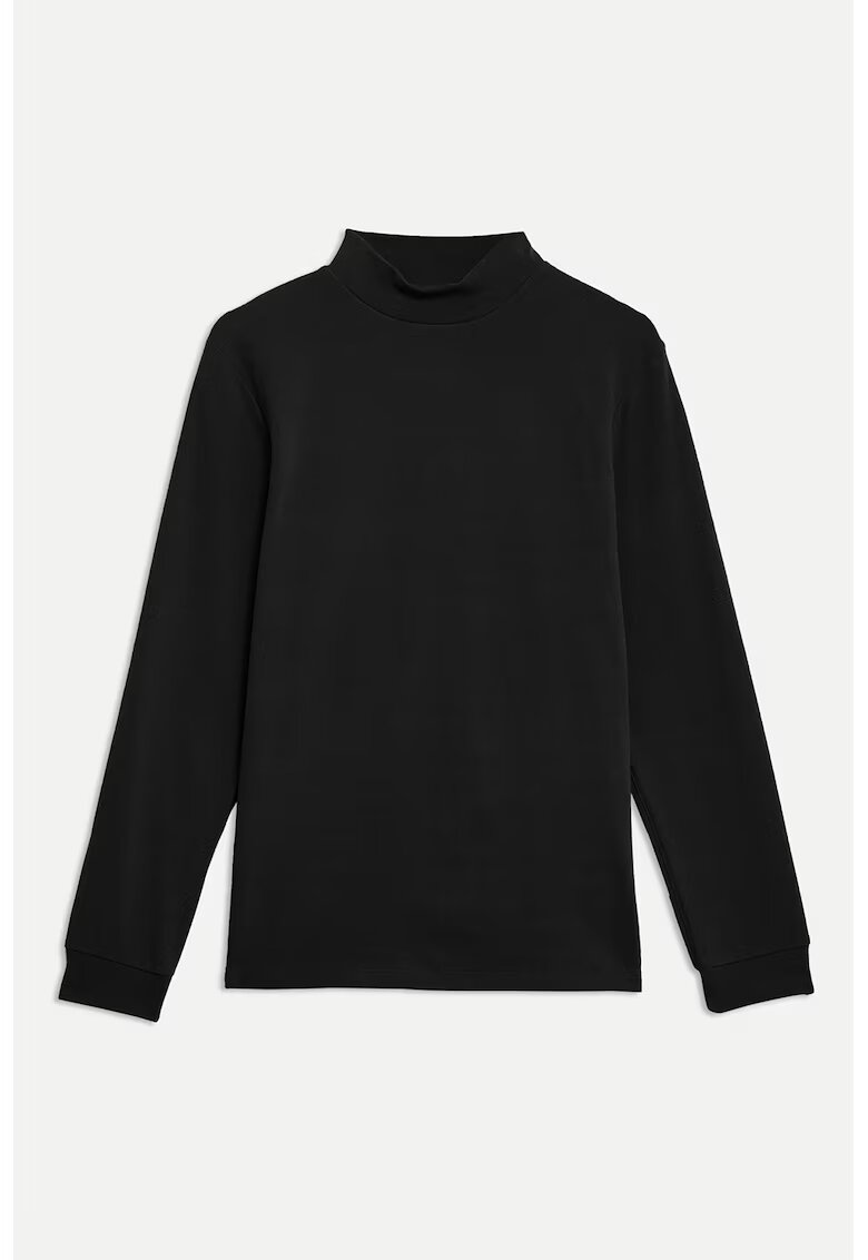 Marks  Spencer Bluza din amestec de bumbac cu guler scurt - Negru