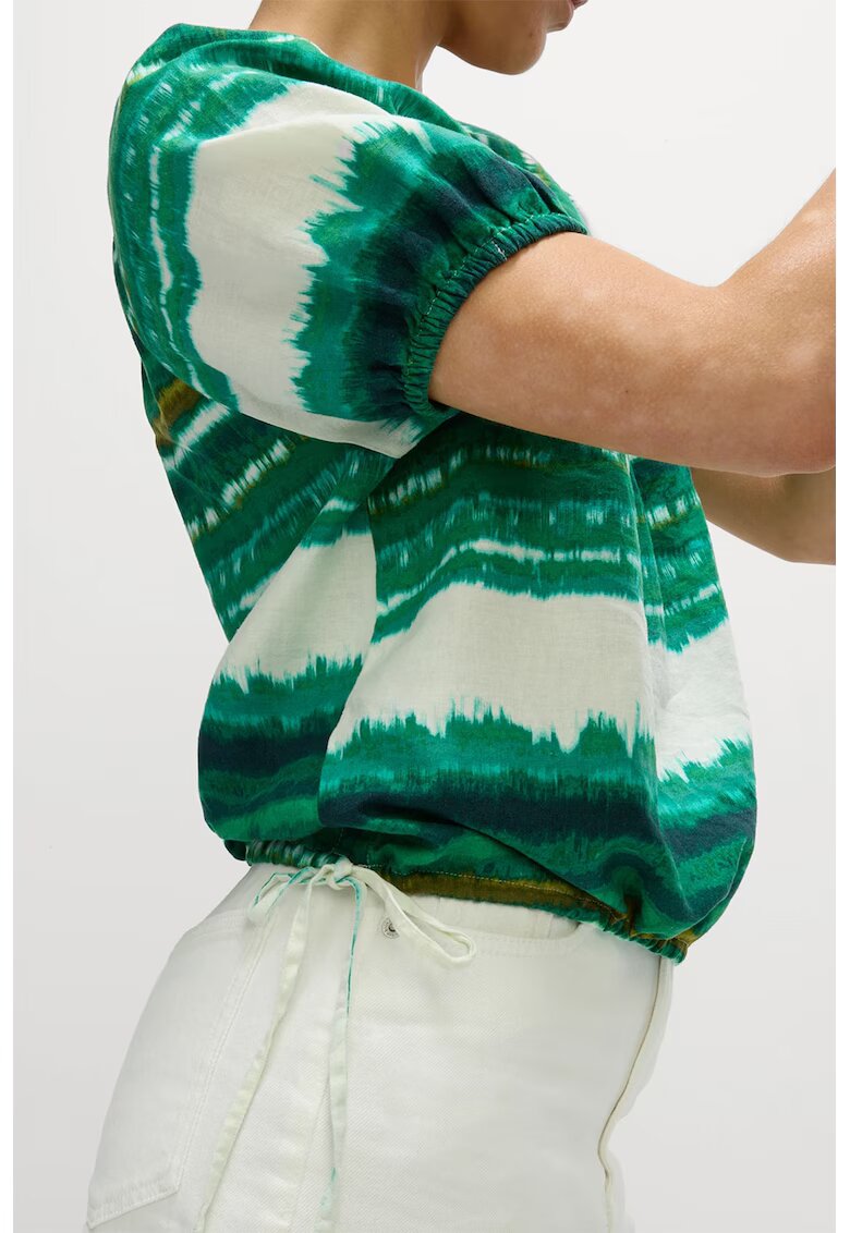 Marks  Spencer Bluza din amestec de in cu model si maneci raglan - Alb/Verde