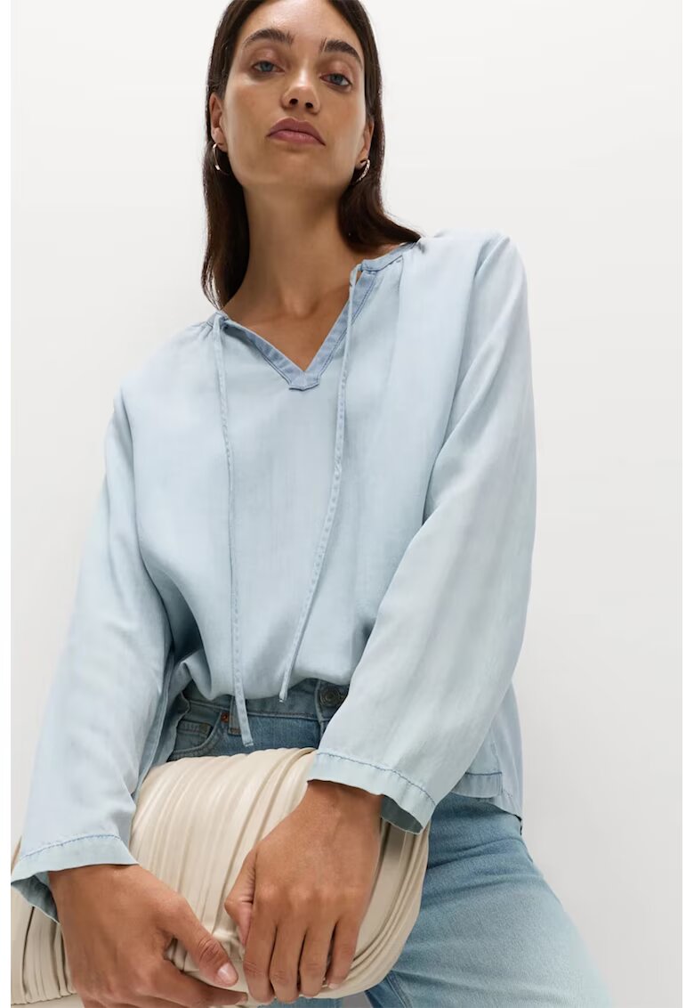 Marks & Spencer Bluza lejera din amestec de lyocell cu sireturi frontale - Albastru deschis