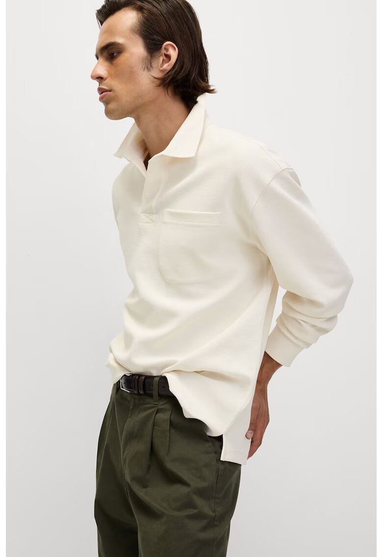 Marks  Spencer Bluza polo cu buzunar pe piept - Alb fildes