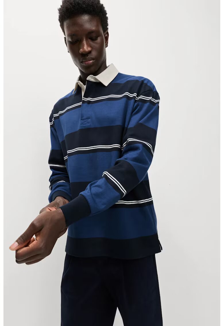 Marks & Spencer Bluza polo cu dungi - Alb/Albastru