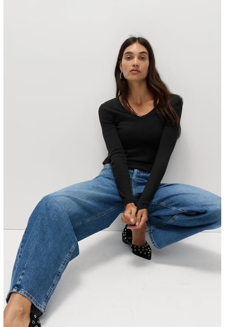Marks & Spencer Bluza slim fit cu decolteu in V - Negru