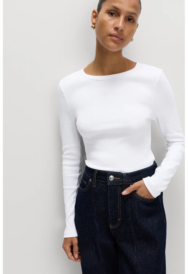 Marks & Spencer Bluza slim fit din amestec de bumbac - Alb