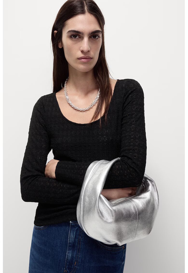 Marks  Spencer Bluza texturata cu decolteu rotund - Negru