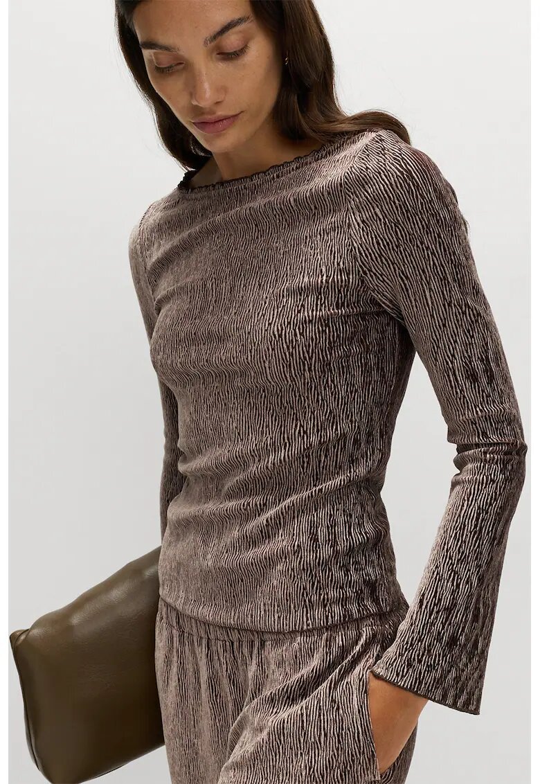 Marks & Spencer Bluza texturata cu maneci evazate - Maro melange
