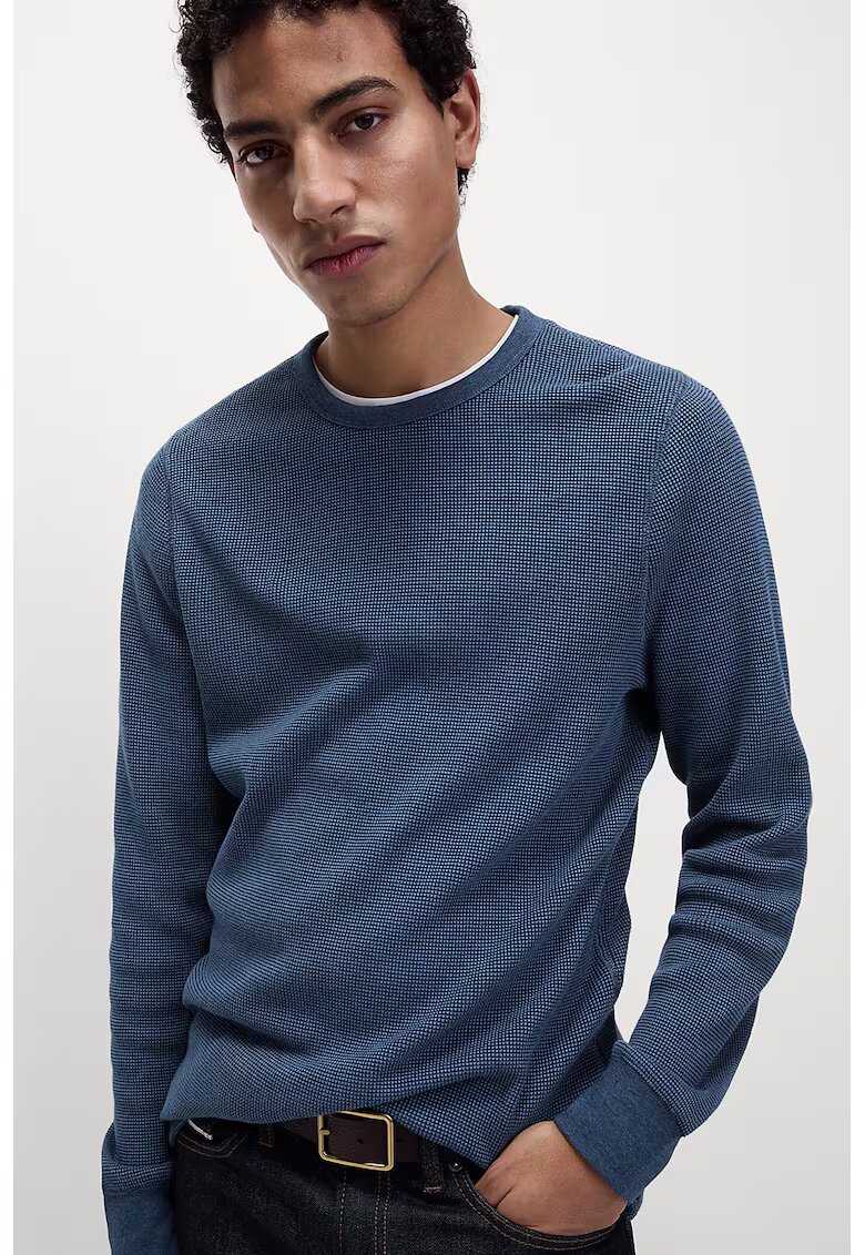 Marks  Spencer Bluza texturata de trening cu decolteu la baza gatului - Albastru indigo