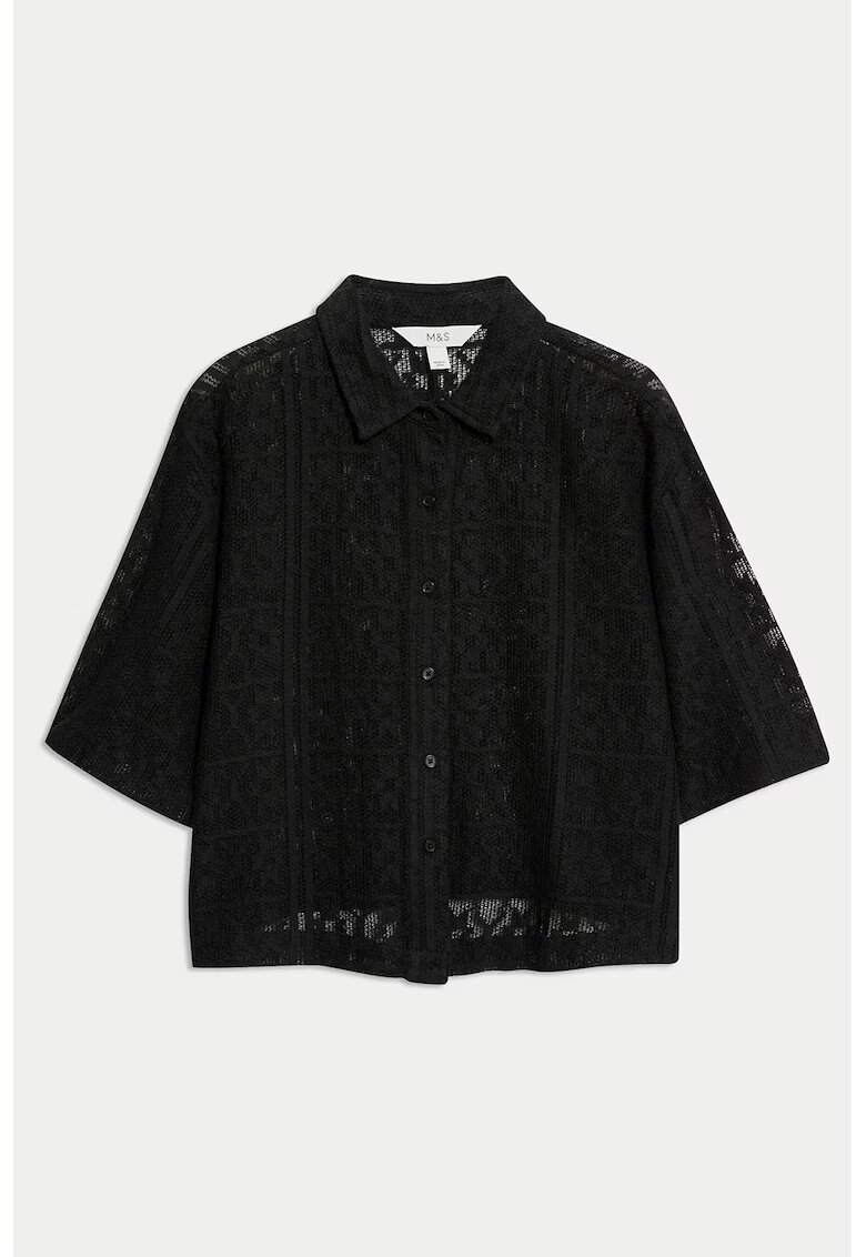 Marks  Spencer Camasa de plaja cu aspect crosetat - Negru