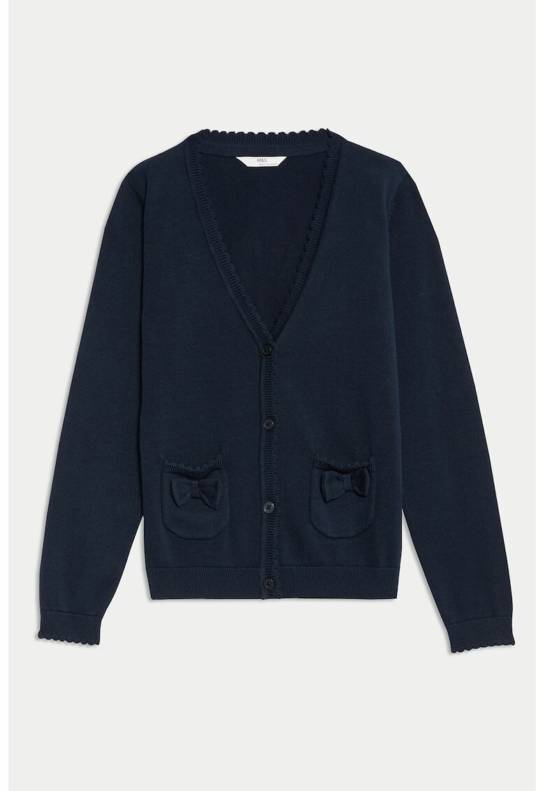 Marks  Spencer Cardigan cu decolteu in V si buzunare - Albastru ultramarin