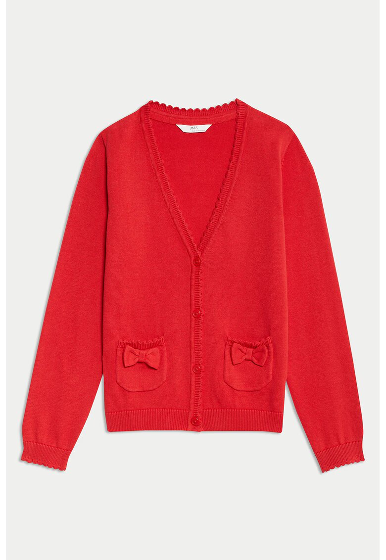 Marks  Spencer Cardigan cu decolteu in V si buzunare - Rosu