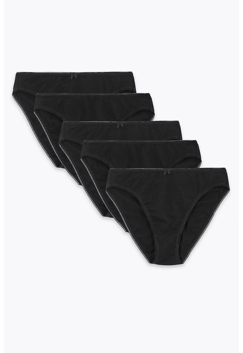 Marks  Spencer Chiloti cu detalii cu funda - 5 perechi - Negru