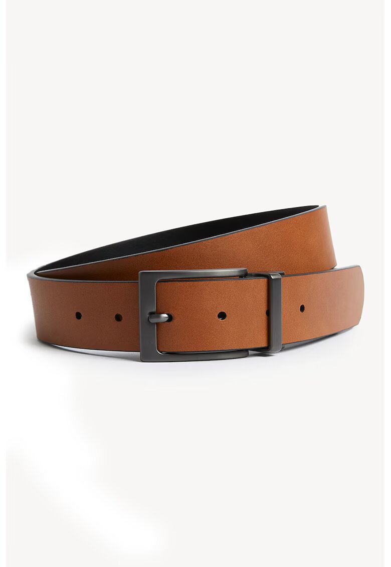 Marks & Spencer Curea reversibila din piele ecologica cu catarama cu nit - Negru/Caramel