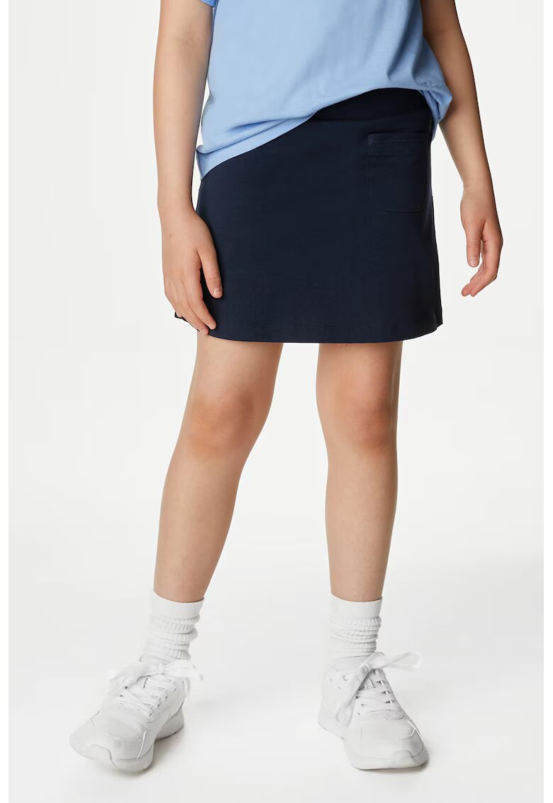 Marks  Spencer Fusta-pantalon uni cu banda elastica in talie - Bleumarin