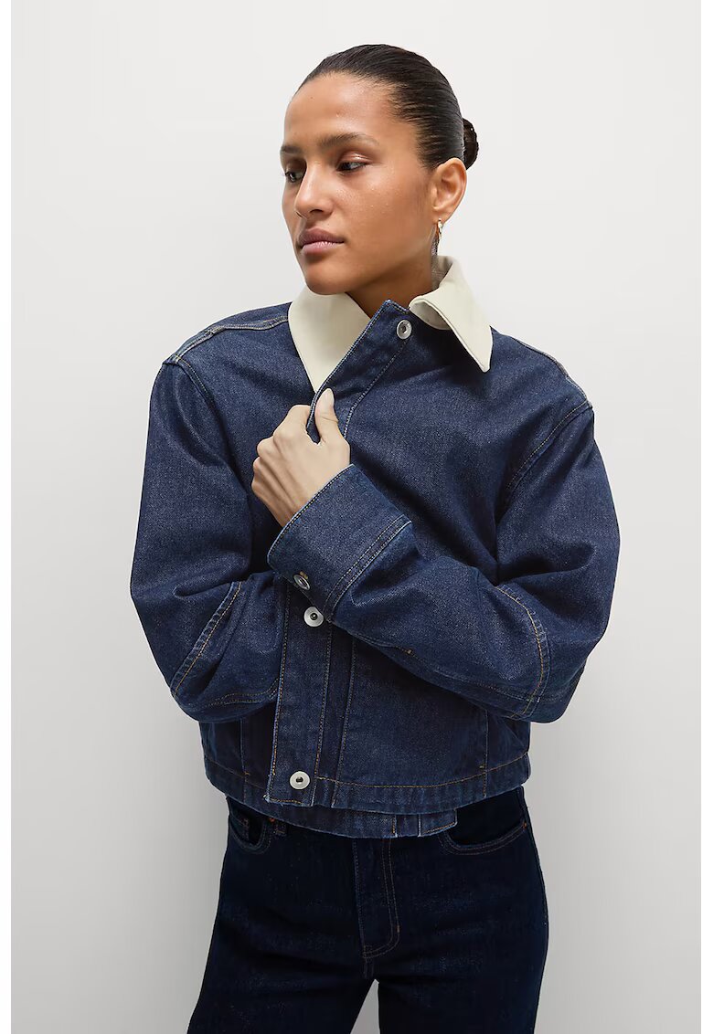 Marks  Spencer Jacheta din denim cu guler contrastant - Albastru indigo