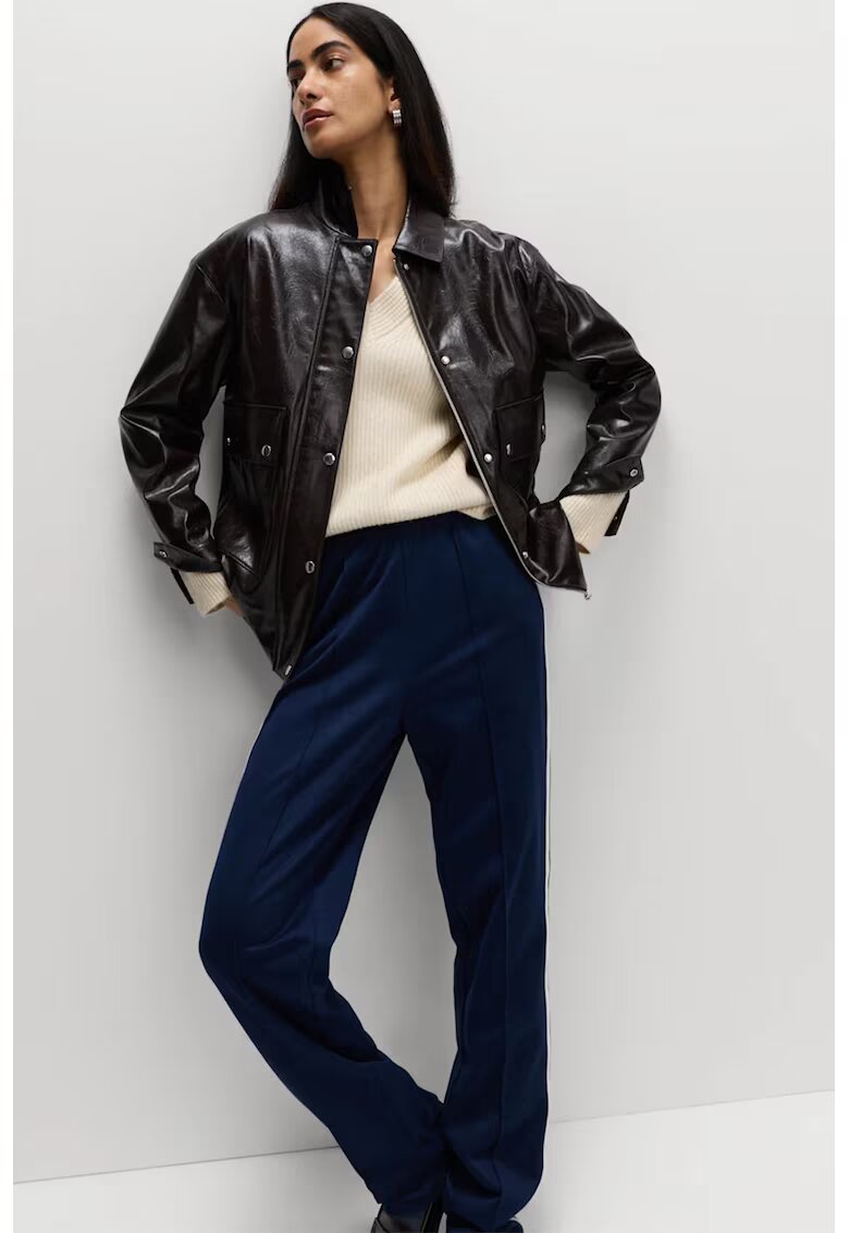 Marks & Spencer Jacheta din piele ecologica cu fermoar - Maro inchis