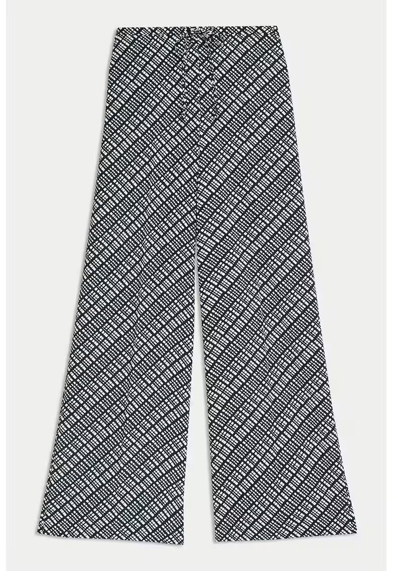 Marks  Spencer Pantaloni cu croiala ampla - buzunare laterale si model - Alb/Negru
