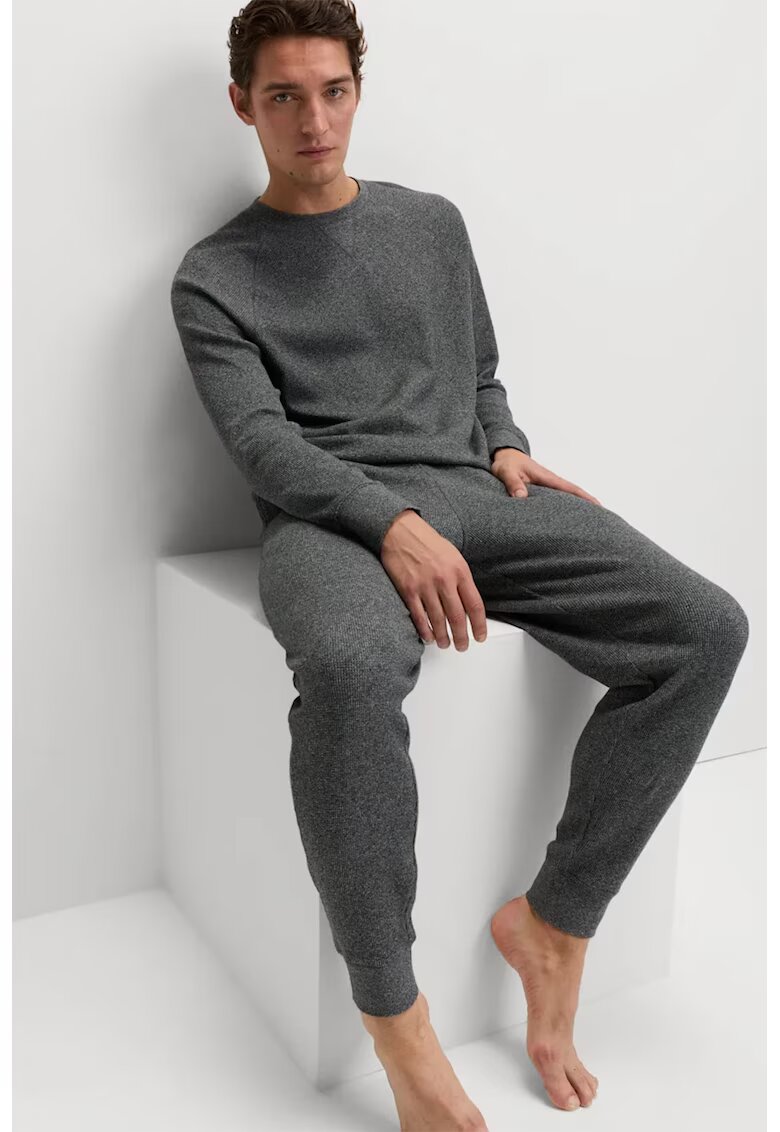 Marks & Spencer Pantaloni de pijama din bumbac cu snur in talie - Gri inchis melange