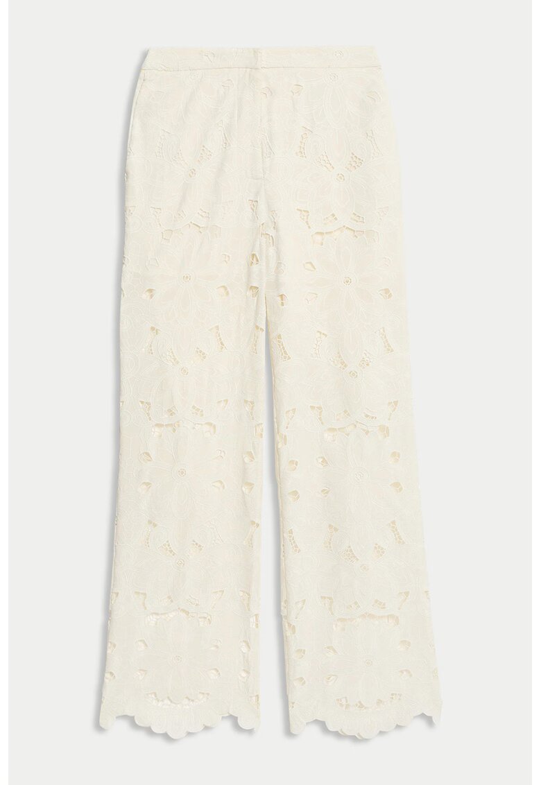 Marks  Spencer Pantaloni din dantela cu talie inalta - Alb murdar