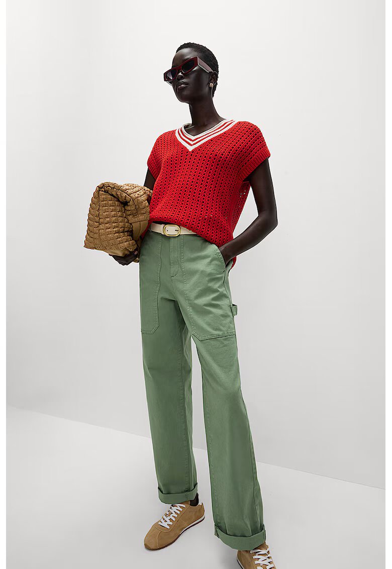 Marks  Spencer Pantaloni drepti cu talie inalta - Verde sparanghel
