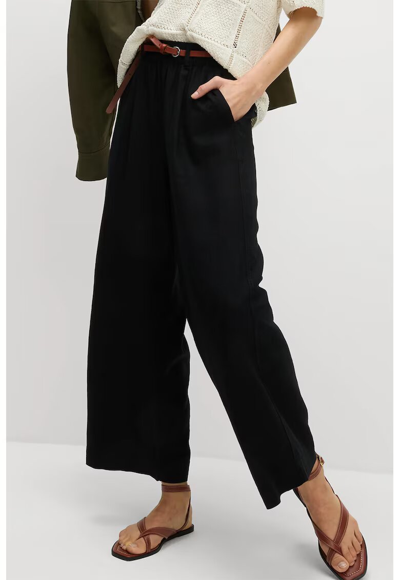 Marks  Spencer Pantaloni drepti din amestec de in - Negru
