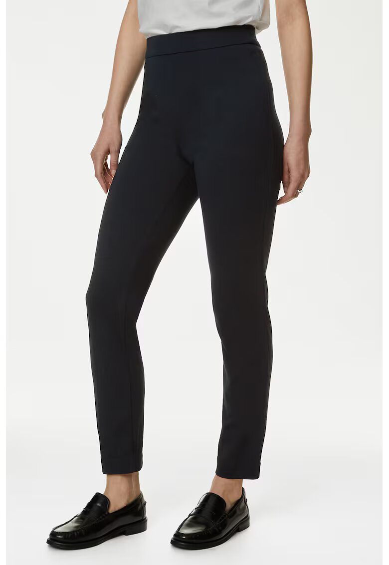 Marks  Spencer Pantaloni slim fit cu talie inalta - Negru stins