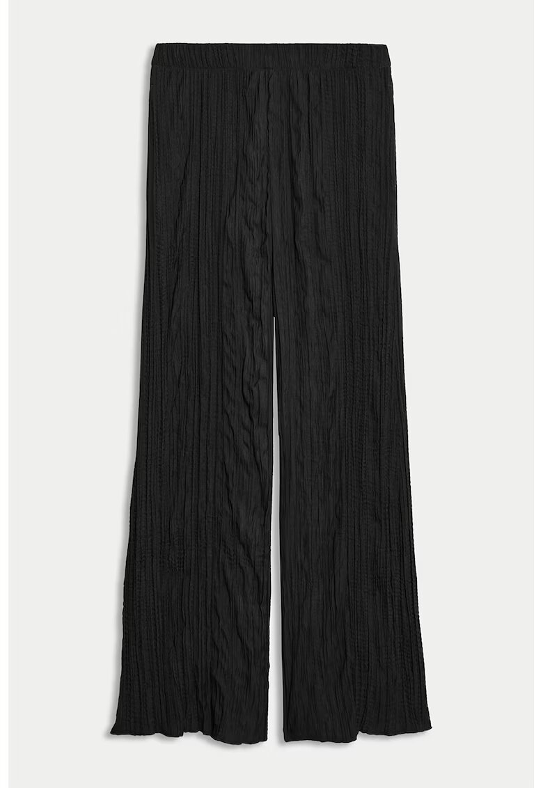 Marks  Spencer Pantaloni texturati cu croiala ampla - Negru