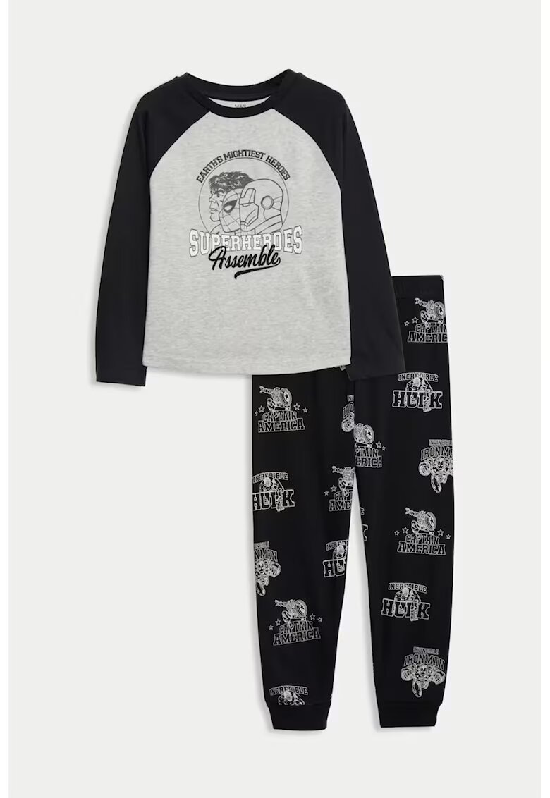 Marks & Spencer Pijama cu design grafic - Negru/Gri deschis