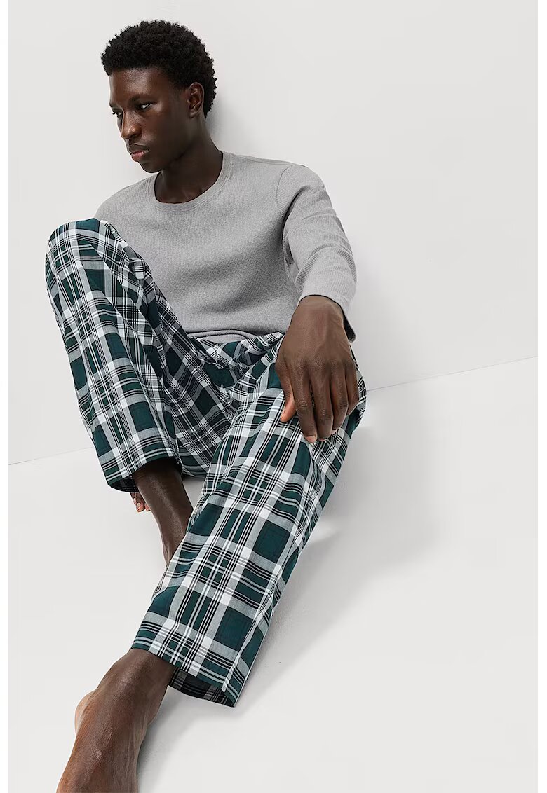 Marks & Spencer Pijama cu pantaloni lungi in carouri - Verde/Gri