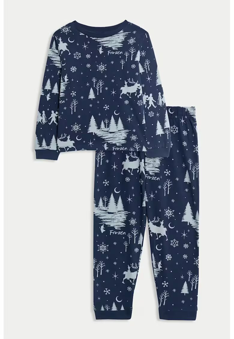 Marks & Spencer Pijama de bumbaccu Frozen - Albastru glaciar/Bleumarin