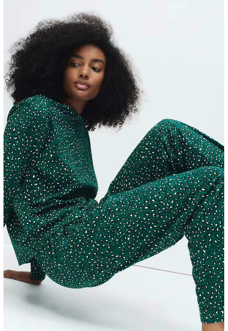 Marks  Spencer Pijama din bumbac cu imprimeu - Verde aquamarin